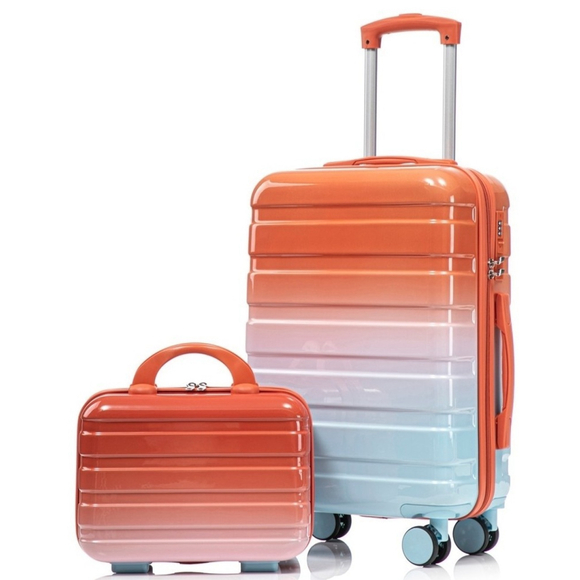 14"/20" 2 pcs/set in PC Spinner Wheel Luggage, Carry on Suitcase, With Gradient - Picture 9 of 16